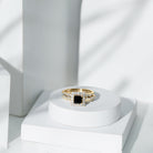 Princess Cut Black Onyx Bridal Ring Set with Moissanite Halo Black Onyx - ( AAA ) - Quality - Rosec Jewels
