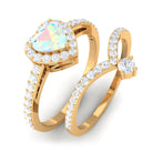Heart Shape Ethiopian Opal Ring Set with Moissanite Ethiopian Opal - ( AAA ) - Quality - Rosec Jewels
