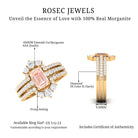 Emerald Cut Morganite Solitaire Trio Ring Set with Diamond Morganite - ( AAA ) - Quality - Rosec Jewels