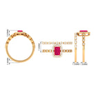Octagon Cut Ruby and Diamond Designer Ring Set Ruby - ( AAA ) - Quality - Rosec Jewels