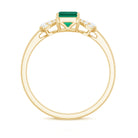 2 CT Octagon Cut Created Emerald and Diamond Solitaire Engagement Ring Lab Created Emerald - ( AAAA ) - Quality - Rosec Jewels