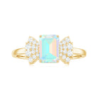 Octagon Cut Ethiopian Opal and Diamond Designer Solitaire Ring Ethiopian Opal - ( AAA ) - Quality - Rosec Jewels