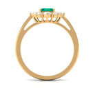 2 CT Classic Emerald Engagement Ring with Diamond Halo Emerald - ( AAA ) - Quality - Rosec Jewels