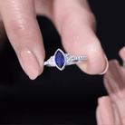 Marquise Cut Created Blue Sapphire Promise Ring With Diamond Lab Created Blue Sapphire - ( AAAA ) - Quality - Rosec Jewels