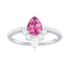 Pear Shape Pink Tourmaline Engagement Ring with Diamond Pink Tourmaline - ( AAA ) - Quality - Rosec Jewels