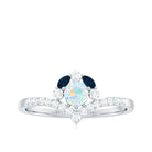 Designer Ethiopian Opal Engagement Ring with Blue Sapphire and Moissanite Ethiopian Opal - ( AAA ) - Quality - Rosec Jewels