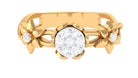 Rosec Jewels-Stunning 2 MM Round Cut Diamond Gold Floral Ring in Petal Setting