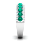 Minimal Emerald and Diamond Anniversary Band Ring Emerald - ( AAA ) - Quality - Rosec Jewels