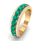Minimal Emerald and Diamond Anniversary Band Ring Emerald - ( AAA ) - Quality - Rosec Jewels