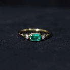 Octagon shape Emerald and Diamond East-West Promise Ring in Bezel Setting Emerald - ( AAA ) - Quality - Rosec Jewels