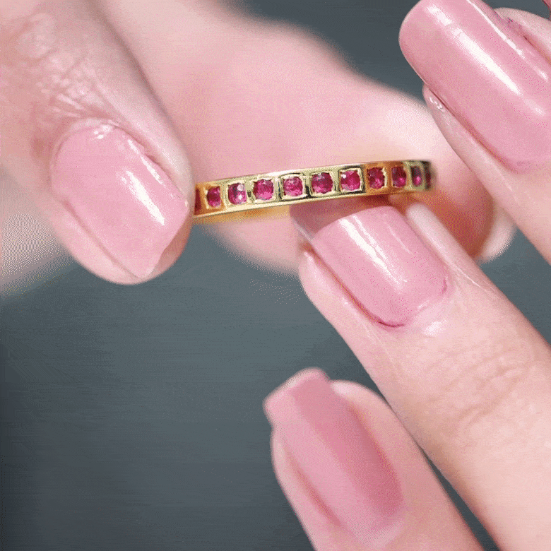 Bar Set Ruby Contemporary Eternity Ring Ruby - ( AAA ) - Quality - Rosec Jewels
