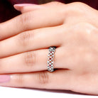 Real Garnet Flower Wedding Band Ring with Cutwork Garnet - ( AAA ) - Quality - Rosec Jewels