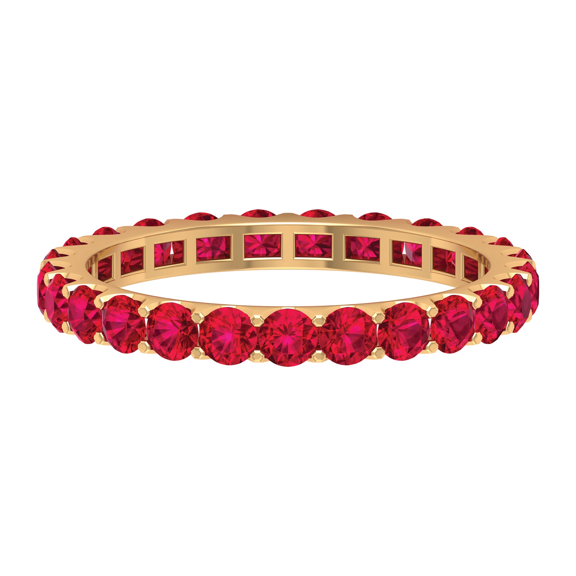 Minimal Round Ruby Eternity Ring Ruby - ( AAA ) - Quality - Rosec Jewels