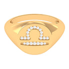 Zircon Libra Zodiac Signet Unisex Ring Zircon - ( AAAA ) - Quality - Rosec Jewels
