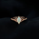 Gold Celtic Knot Solitaire Ring with Marquise Cut Ethiopian Opal and Moissanite Ethiopian Opal - ( AAA ) - Quality - Rosec Jewels