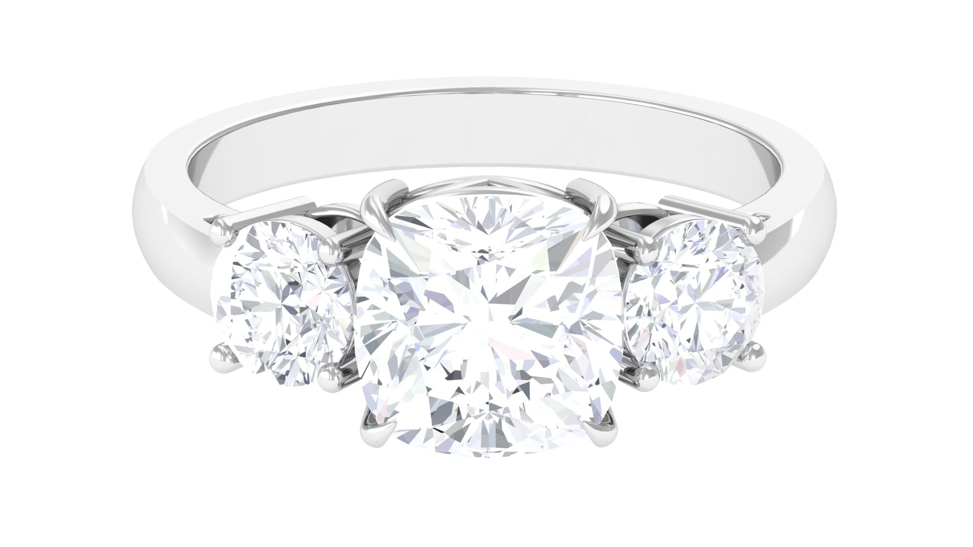 Meghan Markle Inspired Three Stone Moissanite Engagement Ring Moissanite - ( D-VS1 ) - Color and Clarity - Rosec Jewels