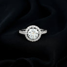 Rosec Jewels-Certified Moissanite Halo Engagement Ring with Side Stones