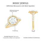 Rosec Jewels-Certified Moissanite Halo Engagement Ring with Side Stones