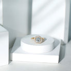 Rosec Jewels-Certified Moissanite Halo Engagement Ring with Side Stones