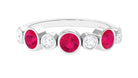 Alternate Ruby and Diamond Half Eternity Ring in Bezel Setting Ruby - ( AAA ) - Quality - Rosec Jewels