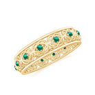 Vintage Inspired Created Emerald Celtic Knot Full Eternity Band Ring in Gold Lab Created Emerald - ( AAAA ) - Quality - Rosec Jewels