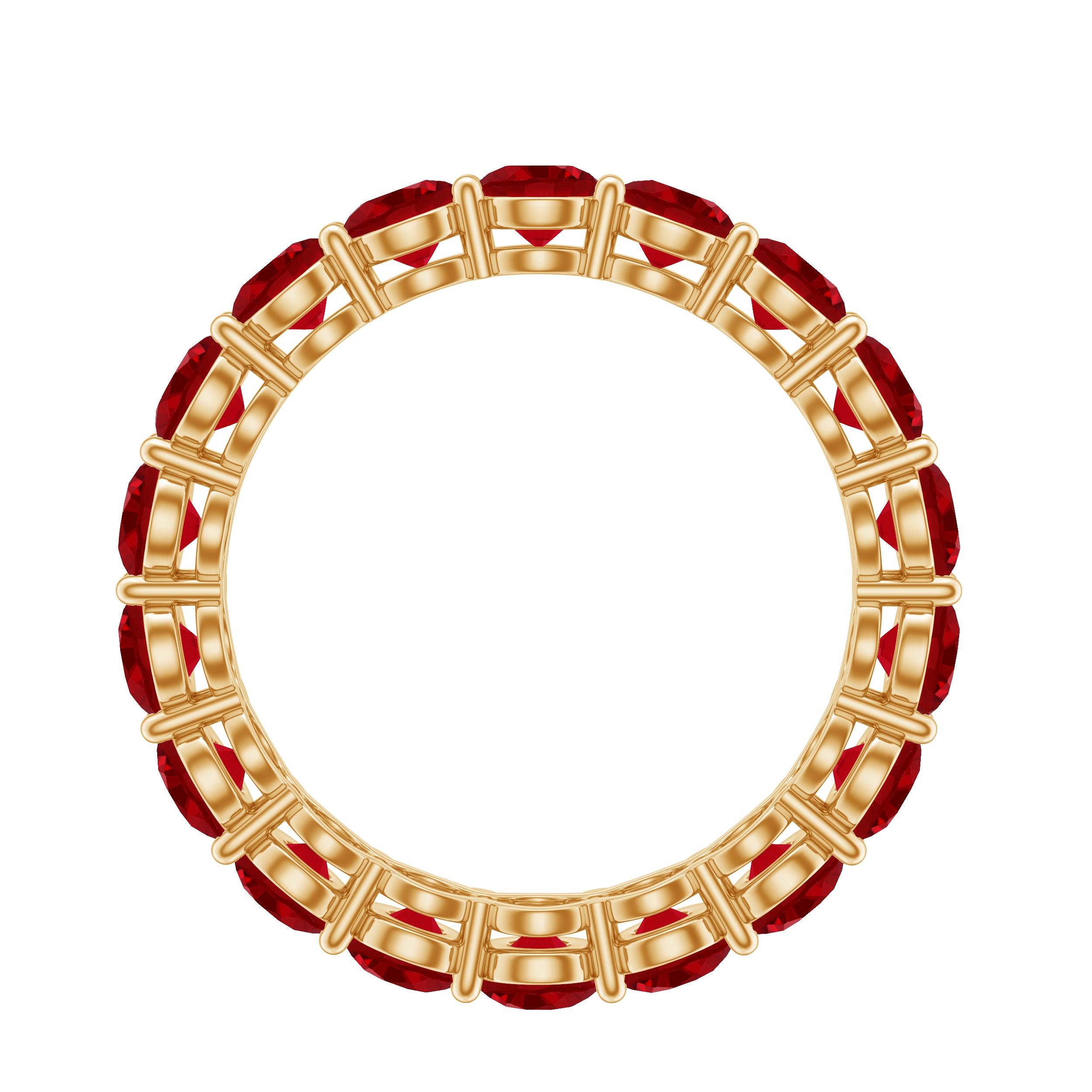 Simple Round Lab-Created Ruby Eternity Ring in Shared Prong Setting Lab Created Ruby - ( AAAA ) - Quality - Rosec Jewels
