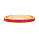 East West Baguette Cut Ruby Half Eternity Band Ring with Milgrain Details Ruby - ( AAA ) - Quality - Rosec Jewels