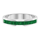 Princess Cut Lab Grown Emerald Half Eternity Band Ring Lab Created Emerald - ( AAAA ) - Quality - Rosec Jewels