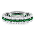 Baguette Cut Lab Grown Emerald and Moissanite Wedding Band Lab Created Emerald - ( AAAA ) - Quality - Rosec Jewels