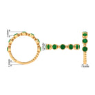 3/4 CT Created Emerald Stackable Ring with Beaded Details Lab Created Emerald - ( AAAA ) - Quality - Rosec Jewels