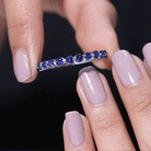 Lab Grown Blue Sapphire Floating Half Eternity Band Ring Lab Created Blue Sapphire - ( AAAA ) - Quality - Rosec Jewels
