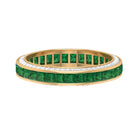 Created Emerald and Moissanite Wedding Band Ring Lab Created Emerald - ( AAAA ) - Quality - Rosec Jewels