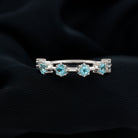 Round Aquamarine Simple Stackable Ring Aquamarine - ( AAA ) - Quality - Rosec Jewels