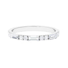 0.25 CT Baguette and Round Cut Moissanite Stackable Ring Moissanite - ( D-VS1 ) - Color and Clarity 92.5 Sterling Silver 8.5 - Rosec Jewels