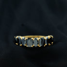 Natural Black Onyx Half Eternity Ring Black Onyx - ( AAA ) - Quality - Rosec Jewels