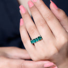 Emerald and Oval Lab Grown Emerald Half Eternity Ring Lab Created Emerald - ( AAAA ) - Quality - Rosec Jewels