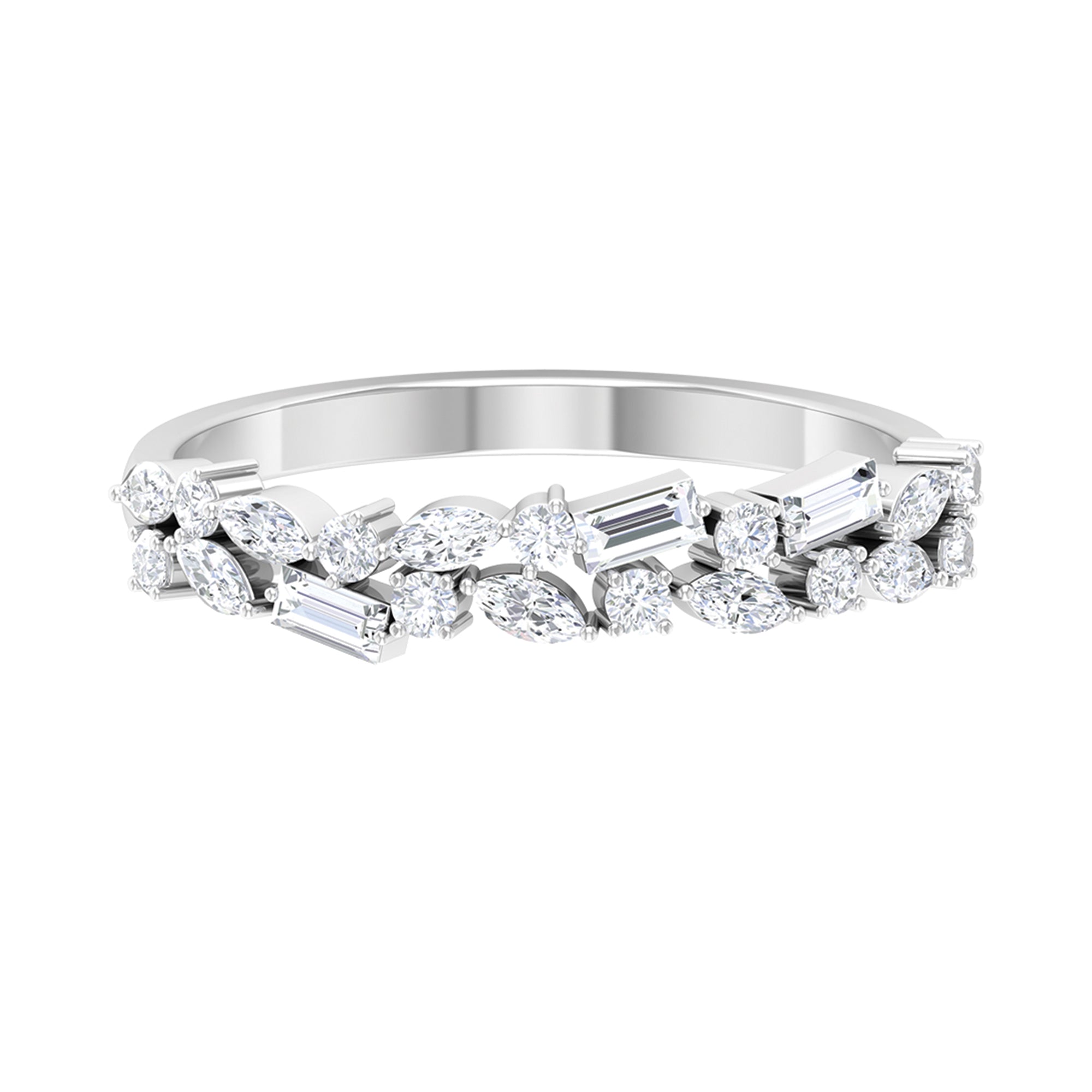 Rosec Jewels-Unique Certified Moissanite Half Eternity Band Ring in Gold