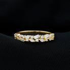 Unique Certified Moissanite Half Eternity Band Ring in Gold Moissanite - ( D-VS1 ) - Color and Clarity - Rosec Jewels