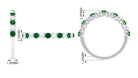 Trellis Set Round Emerald and Moissanite Half Eternity Ring Emerald - ( AAA ) - Quality - Rosec Jewels