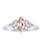 1 CT Marquise Cut Morganite Solitaire Ring with Diamond Side Stones and Celtic Details Morganite - ( AAA ) - Quality - Rosec Jewels