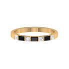 3/4 CT Minimal Black Onyx Seven Stone Band Ring with Diamond Black Onyx - ( AAA ) - Quality - Rosec Jewels