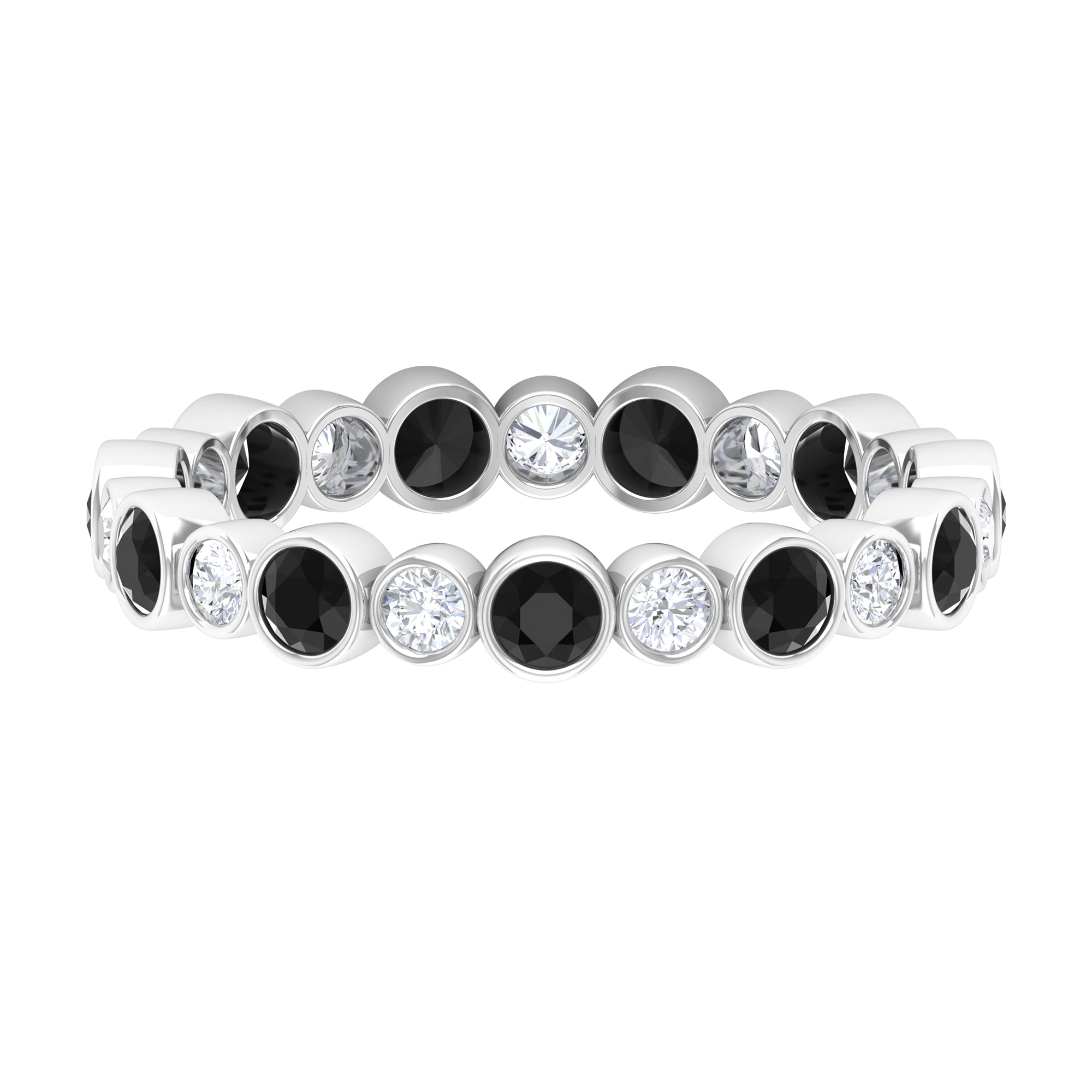 Rosec Jewels-1.5 CT Alternate Black Diamond and Moissanite Uneven Eternity Band Ring