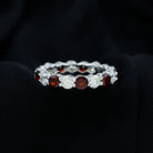 6 CT Round Garnet Gold Eternity Band Ring with Moissanite Garnet - ( AAA ) - Quality - Rosec Jewels