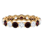 6 CT Round Garnet Gold Eternity Band Ring with Moissanite Garnet - ( AAA ) - Quality - Rosec Jewels