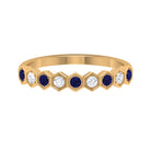 Blue Sapphire and Moissanite Geometric Stackable Ring Blue Sapphire - ( AAA ) - Quality - Rosec Jewels