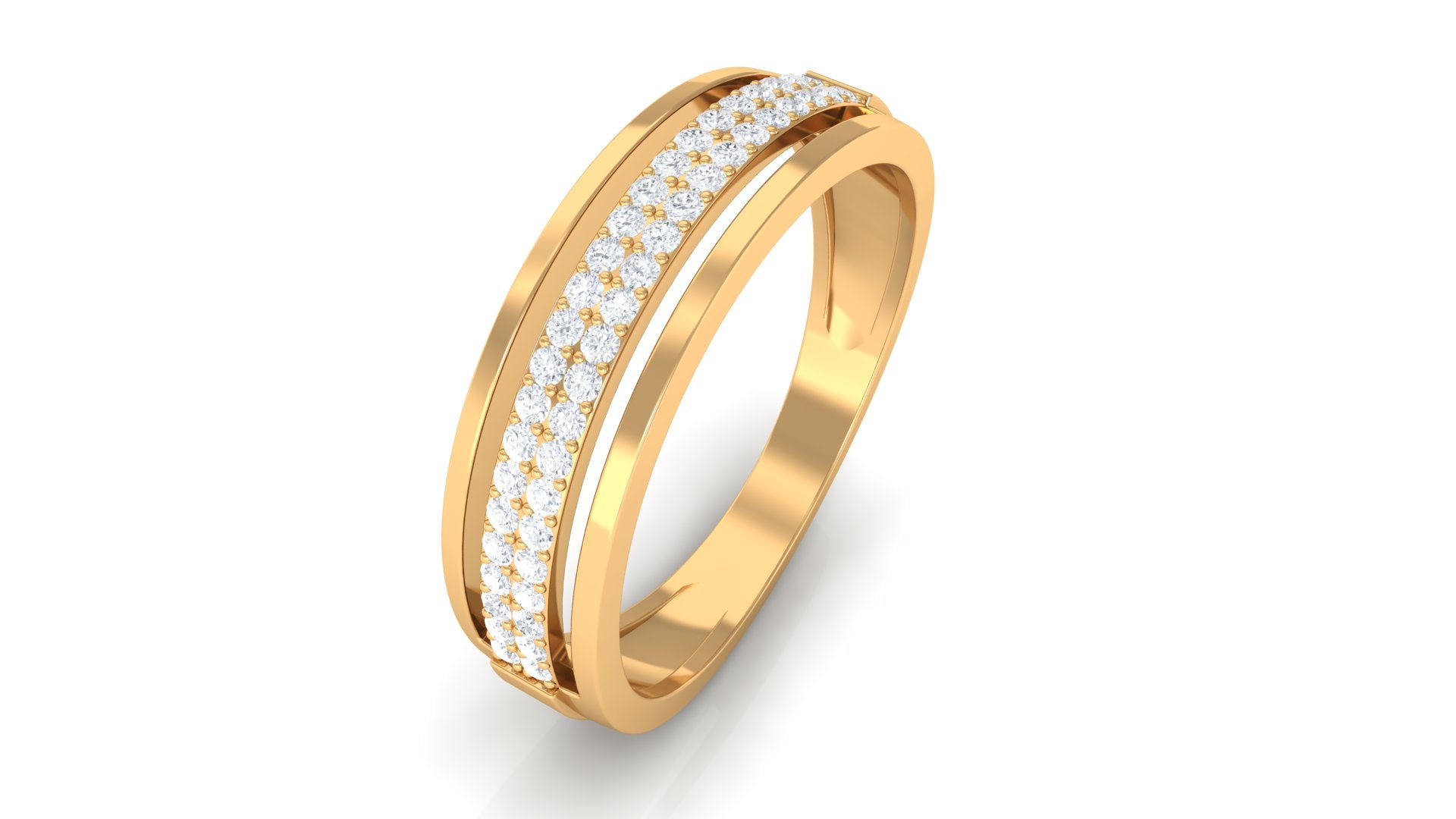 Rosec Jewels-Natural Diamond Unique Half Eternity Gold Band Ring