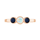 1 CT Minimal Ethiopian Opal and Blue Sapphire Three Stone Ring in Bezel Setting Ethiopian Opal - ( AAA ) - Quality - Rosec Jewels