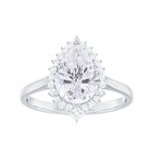 Pear Shape Moissanite Halo Engagement Ring Moissanite - ( D-VS1 ) - Color and Clarity - Rosec Jewels