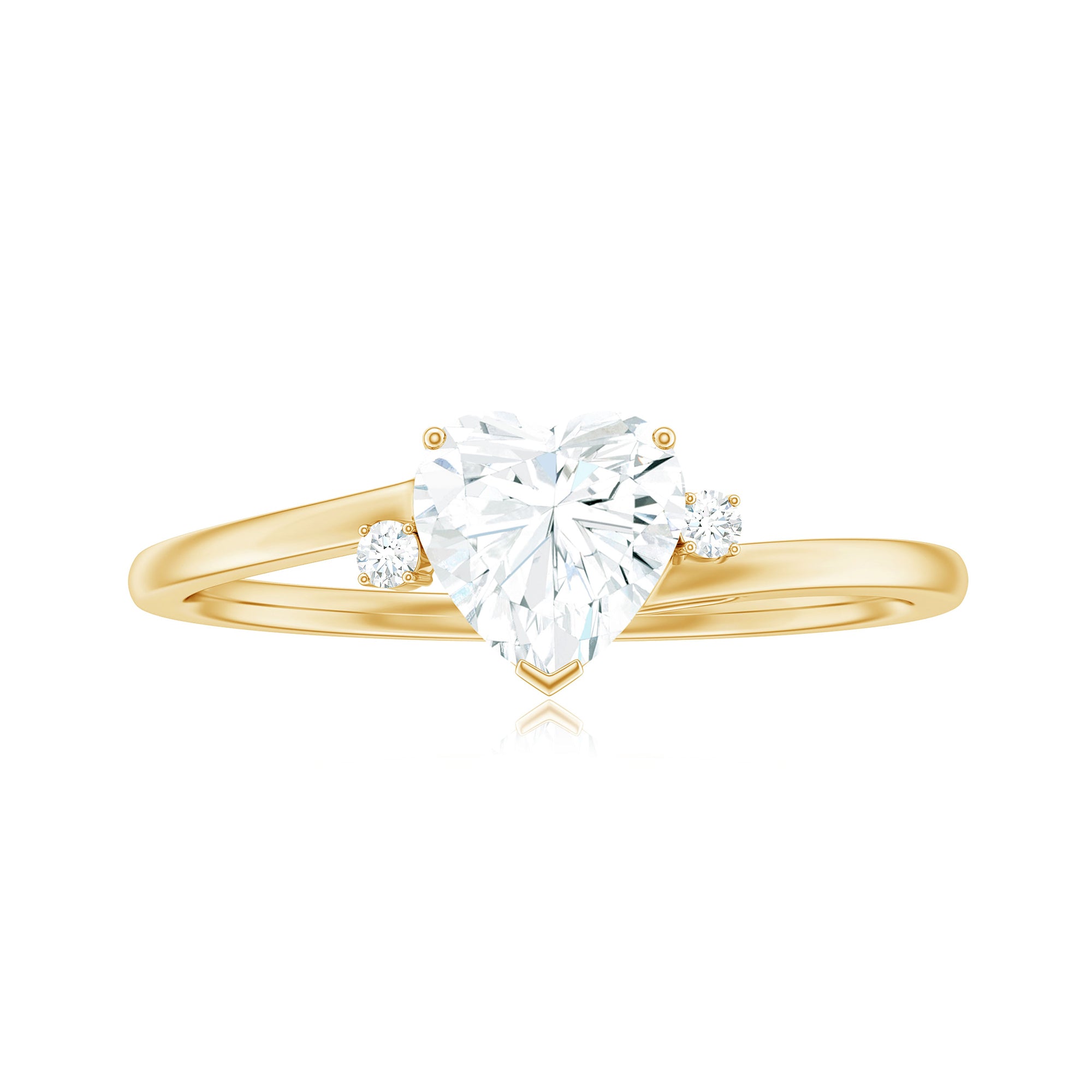 Heart Moissanite Minimal Solitaire Promise Ring in Prong Setting Moissanite - ( D-VS1 ) - Color and Clarity - Rosec Jewels