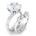 Floral Inspired Cubic Zirconia Bridal Ring Set Zircon - ( AAAA ) - Quality - Rosec Jewels